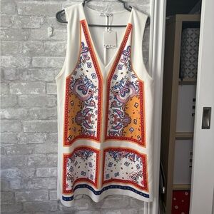 Zara White and Orange Paisley Dress